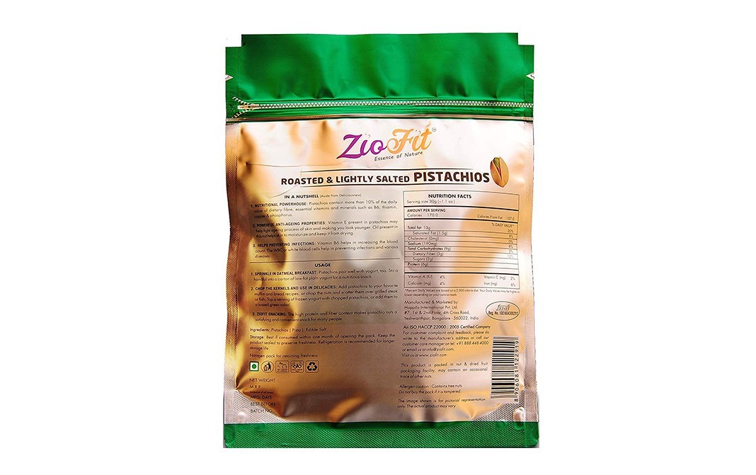 Ziofit Roasted & Lightly Salted Pistachios   Pack  200 grams
